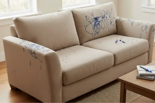 como tirar mancha de caneta do sofá